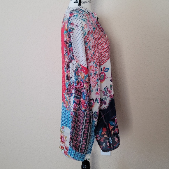 Johnny Was Patchwork Button Front Blouse, Size M - Picture 5 of 14